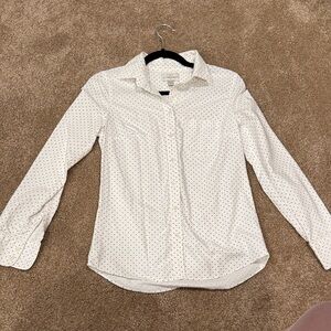 J. Crew White Polka Dot Button Down Shirt